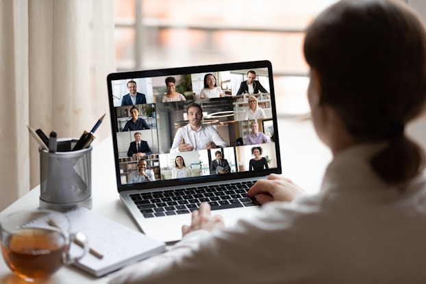  woman on laptop video call