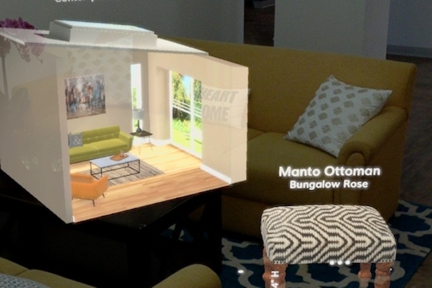  wayfair app showing ottoman inside a room