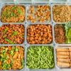 a trays of food