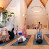 a group of people doing yoga