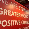 a red sign with white text